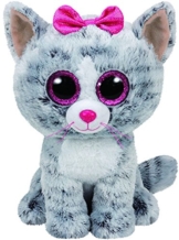 Carletto Ty 37190 - Kiki, Katze mit Glitzeraugen, Glubschis, Beanie Boos, 15cm, grau - 1