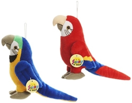 Sunny Toys 32524 - Plüsch Papagei 20 cm, 2er Set, rot/blau - 1