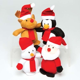 Baker Ross Weihnachtliche Mini Bean Pal Kuscheltiere für Kinder als kleine Überraschung im Nikolausstiefel oder als Preis bei Partyspielen (4 Stück) - 1