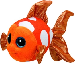 Carletto Ty 37176 Sami Orange Fish Ty 37176-Sami mit Glitzeraugen, Beanie Boo's Clownfisch, 15 cm, Black/White - 1