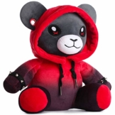 corimori Plüschtier Ember der Punk-Bär Teddy Gothic mit Hoodie, Tunneln und Stickerei, 28cm, schwarz / rot - 1