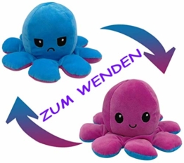 Flyhigh Niedliches Oktopus Plüschtier zum Wenden - Neuster Trend 2021 Reversibles Octupus Spielzeug Kuscheltier (Blau-Lila) - 1