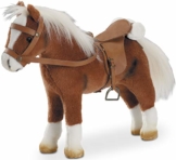 Götz 3401099 Springturniersieger Pferde-Puppe (Stockmaß 27 cm) - 33 cm hohes Plüschpferd für Stehpuppen - mit Sattel, Zaumzeug und Picknickdecke - 1