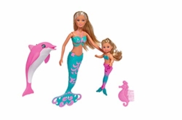 Simba 105733336 - Steffi Love Mermaid Friends / Steffi als Meerjungfrau / mit Evi Puppe / rosa Delfin / Seepferdchen-Kamm/ Ankleidepuppe / 29cm, für Kinder ab 3 Jahren - 1