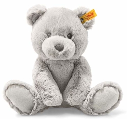 Steiff Bearzy Teddybär - 28 cm - Kuscheltier für Babys - Soft Cuddly Friends - weich & waschbar - grau (241543) - 1