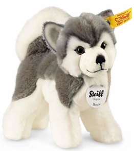 Steiff Bernie Husky - 17 cm - Plüschhund stehend - Hunde Kuscheltier für Kinder - weich & waschbar - grau / weiß (104985) - 1