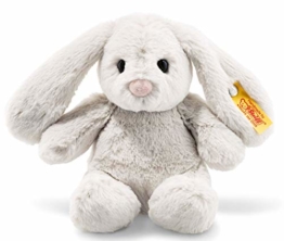 Steiff Hoppie Hase - 18 cm - Plüschhase mit Schlappohren - Kuscheltier für Kinder - Soft Cuddly Friends - beweglich & waschbar - hellgrau (080463) - 1