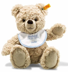 Steiff Teddybär zur Geburt - 30 cm - Teddybär mit Lätzchen rosa/blau - Kuscheltier für Babys - weich & waschbar - beige (241215) - 1