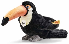 Steiff Vogel Toco Tukan, Original Plüschtier 28 cm, Wildtier Plüschvogel stehend, Kuscheltier für Kinder, National Geographic, zum Spielen & Kuscheln, waschbar, Stofftier schwarz/orange/Weiss (024467) - 1