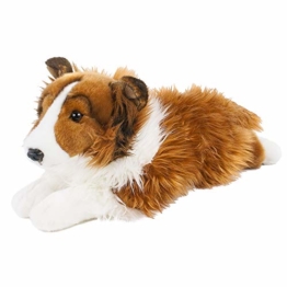 Teddys Rothenburg Kuscheltier Hund Border Collie 40 cm liegend braun/weiß Plüschhund Plüschcollie - 1