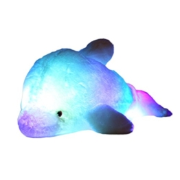 Zinsale 7 Farbwechsel LED aufhellen Gefülltes Delphin Spielzeug Plüsch Kissen Plüschtiere Nachtlicht (Blau, 45cm) - 1
