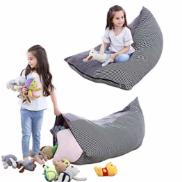 iFCOW Sitzsack Kinder Spielzeug Stofftier Aufbewahrung Sitzsack faltbar extra große Tasche Streifen Stuhl Sofa für Kinder - 1