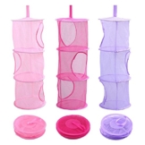 LIVEHITOP 3 Stück Set Mesh Hängender Speicher Korb Weihnachten Geschenk, 3 Tier zusammenklappbare Network Storage Raum speichern Beutel Organisator für Spielzeug, kleine Kleidung (Rosa Rose Lila) - 1
