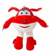 Super Wings 26 cm Flugzeug Plüschfiguren Kuscheltiere zum Sammeln , Spielen und Knuddeln, Jett, Jerome, Dizzy oder Donnie für Mädchen und Jungen (Jett, rot - 1
