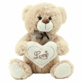 Sweety Toys 3877 Teddy Kuschelbär Plüschbär Herzbär LOVE, supersüss mit Herz hochwertige Stickerei " LOVE" beige-braun - 1