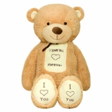 TEDBI Teddybär 200cm | Farbe Hellbraun | Groß Teddy Bear Plüschbär Stofftier Kuscheltier Plüschtier XXL Herz Teddi Bär mit Stickerei I Love You Forever Ich Liebe Dich für Immer - 1