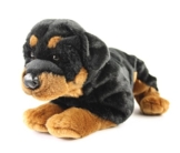 Teddys Rothenburg Kuscheltier Rottweiler Rob 45 cm liegend braun/schwarz Plüschhund Plüschrottweiler - 1