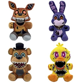 Five Nights at Freddy's 4 Stück Plüschtiere FNAF Plüschfigur Nightmare Freddy Foxy Bonnie Chica Collectible Plush Stofftier Puppe Spielzeug Geschenk-4PCS|| 18CM - 1